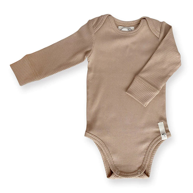 Saga Copenhagen romper body long sleeve rib nougat