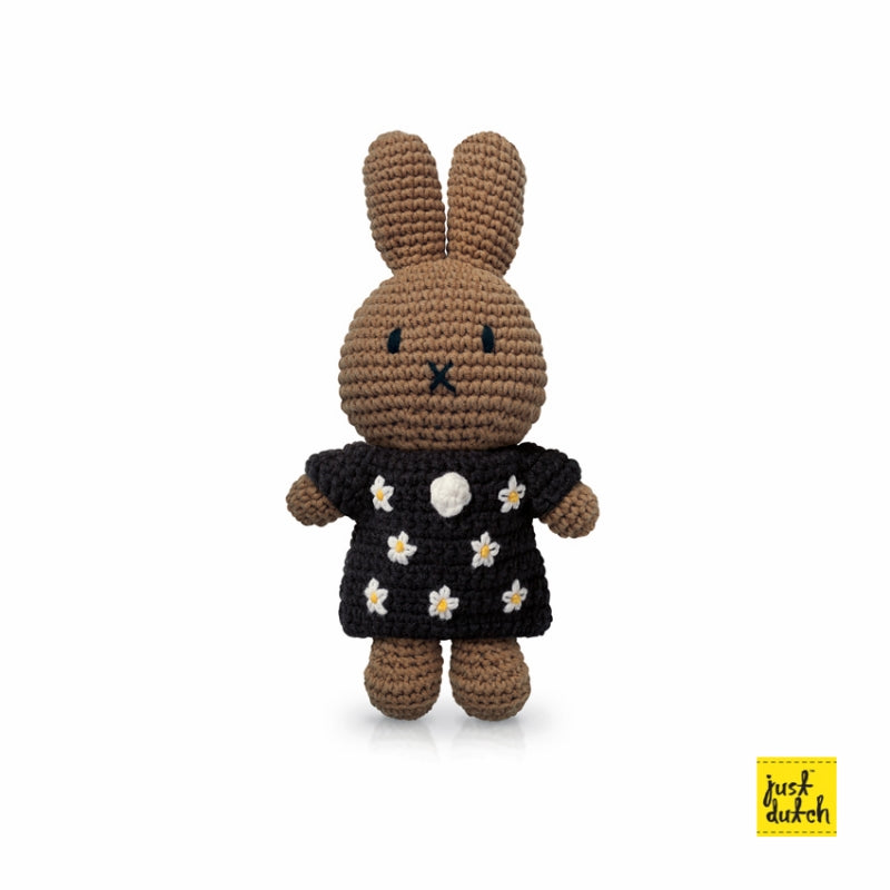 Justdutch nina handmade in bloemenjurk 0+ Zwart