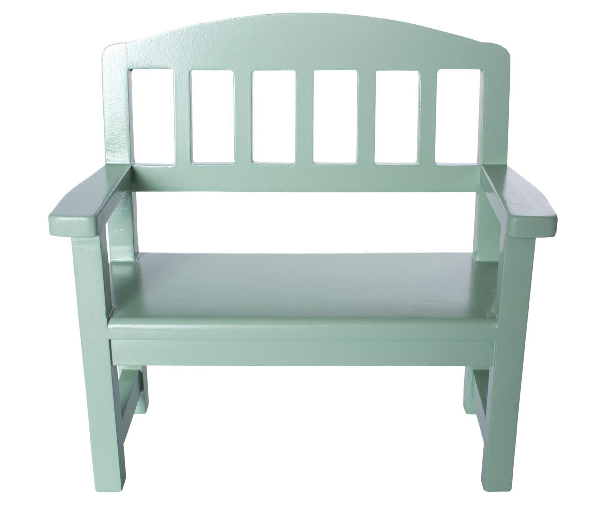 maileg poppenbankje wooden bench green