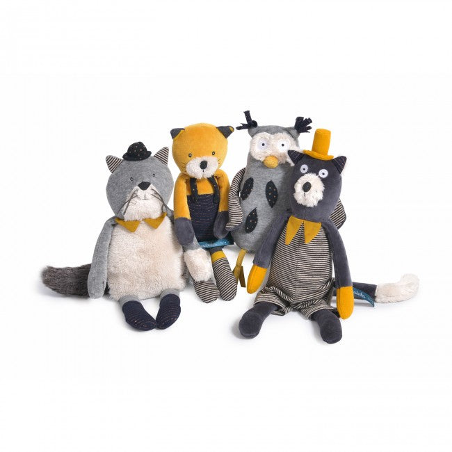 Moulin Roty muziekdoosje knuffel uil Les moustaches 0+