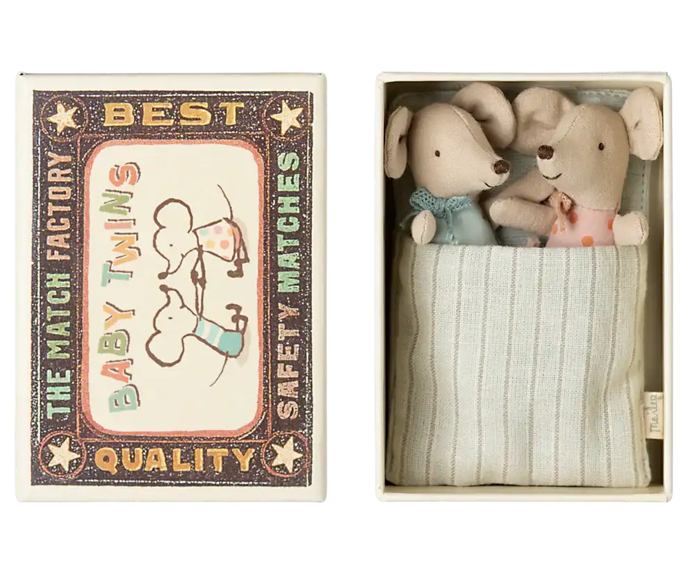Maileg muisjes Twins Baby mice in matchbox 3+