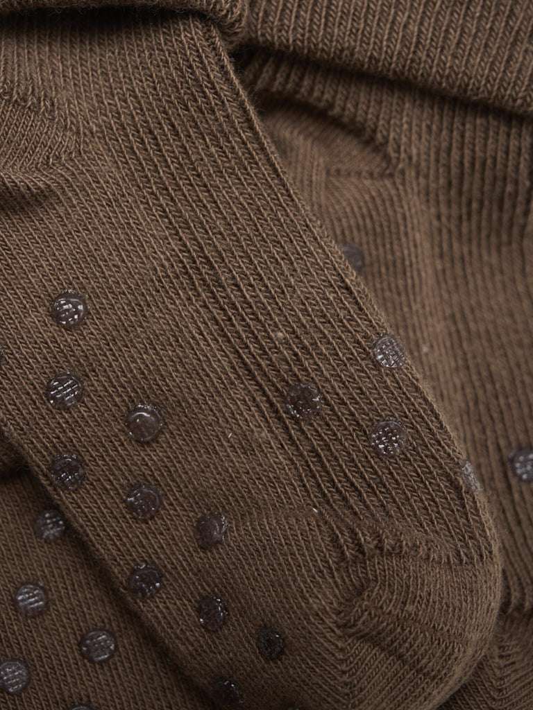 Minymo Baby rib sokken met ABS bruin