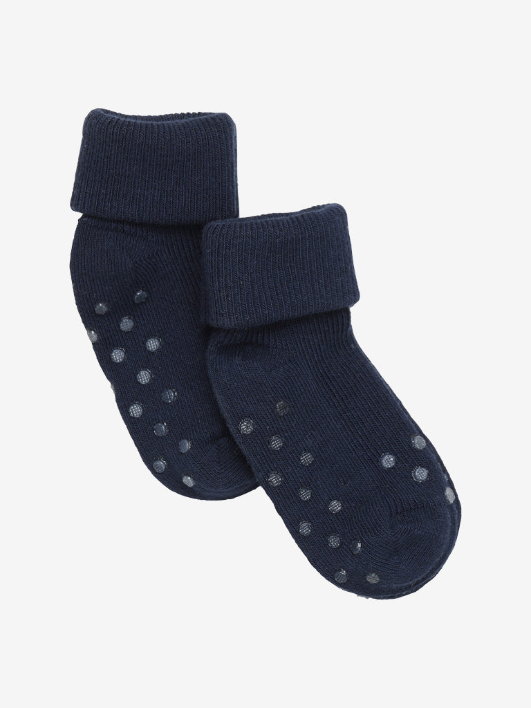 Minymo Baby rib anti slip sokken set blauw