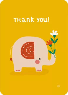 Bora Thank You! Olifant ansichtkaart geel