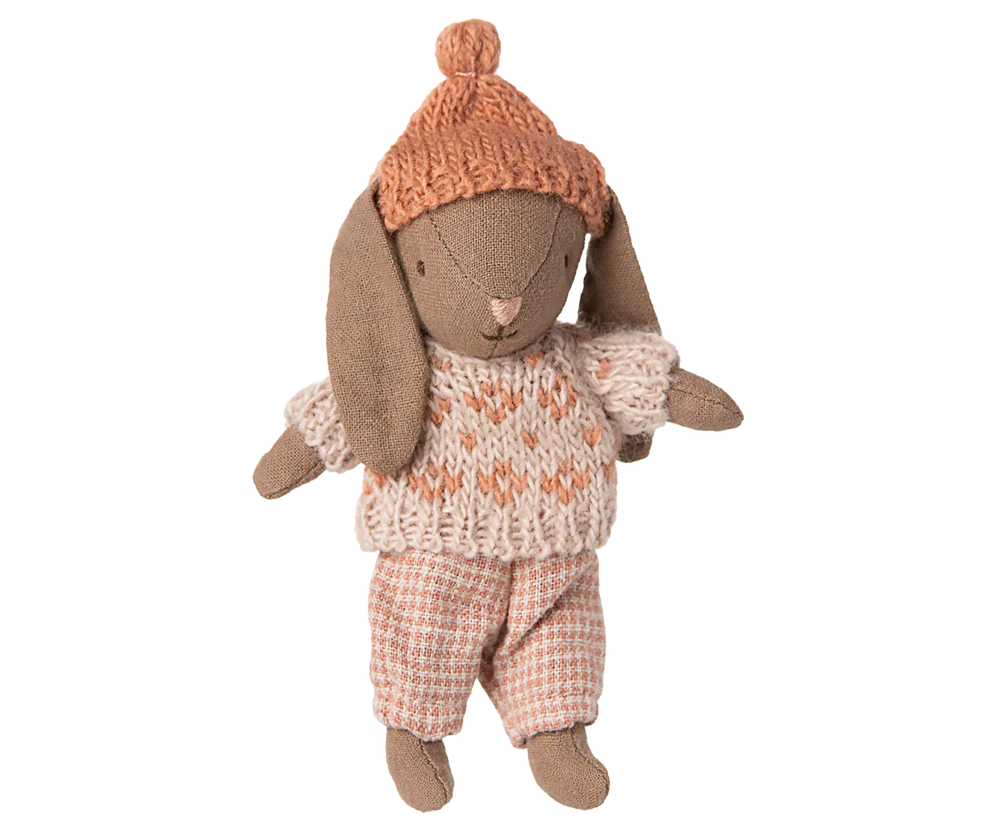 Maileg popje winter bunny micro brown rose