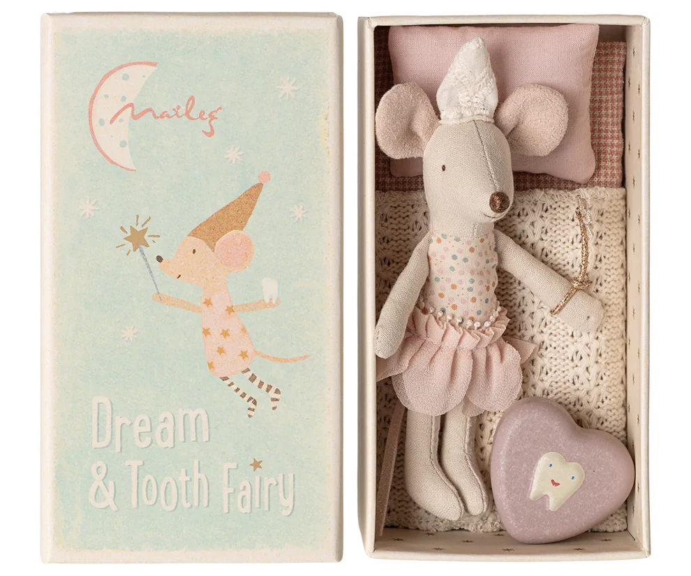 Maileg popje tandenfee kleine zus in luciferdoosje