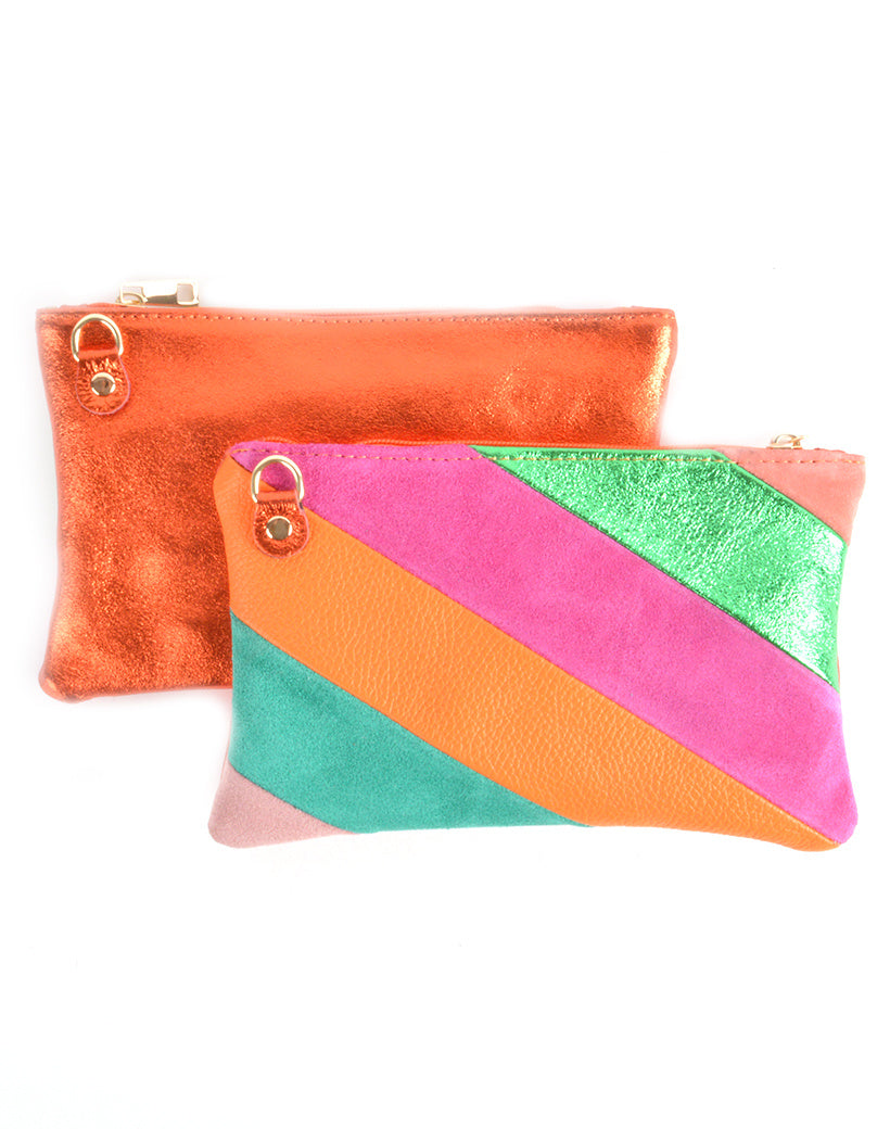 Giuliano regenboog tas metallic leer oranje