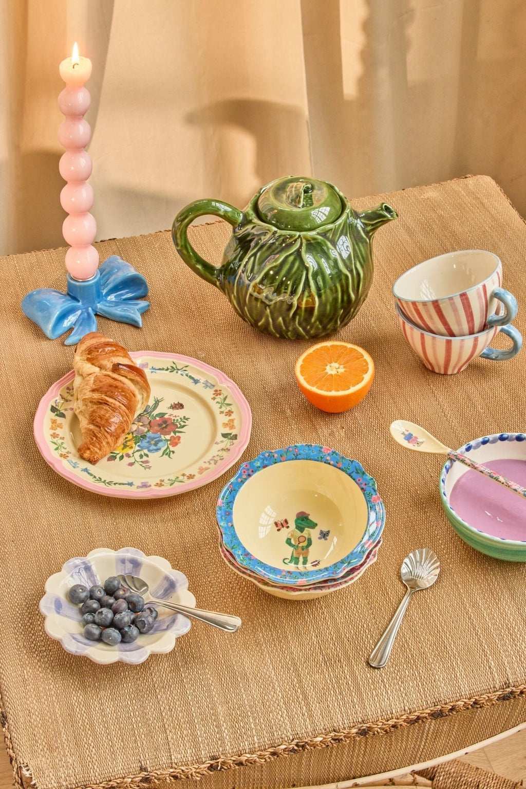 Rice Klein Vintage Kom Blauw Nathalie Lété Print