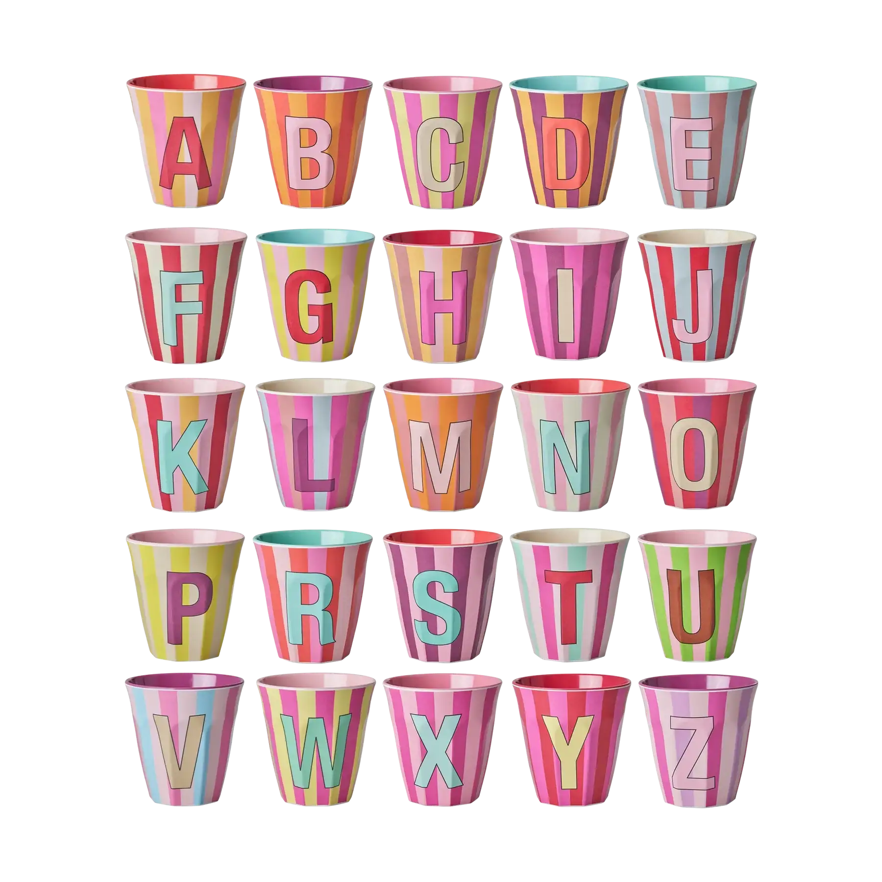 Rice Middelgroot Beker Roze Stripes