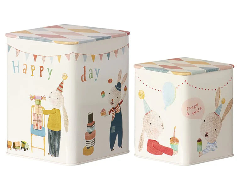 Maileg bewaarblikken set happy day