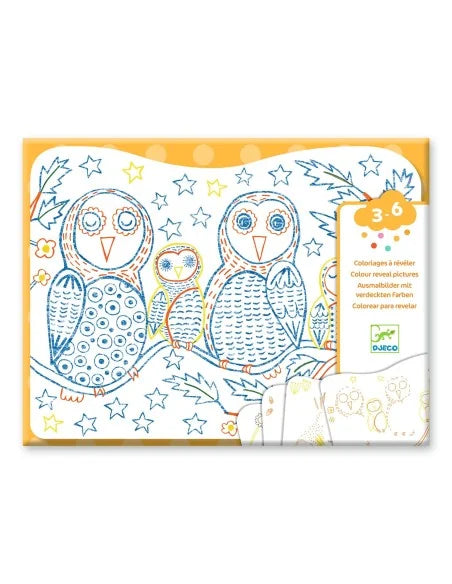 Djeco kleurplaten dierenfamilies in het bos 3+