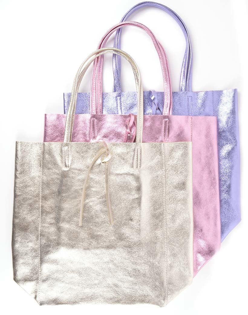 Giuliano leren shopper groot metallic lila 41 x 38