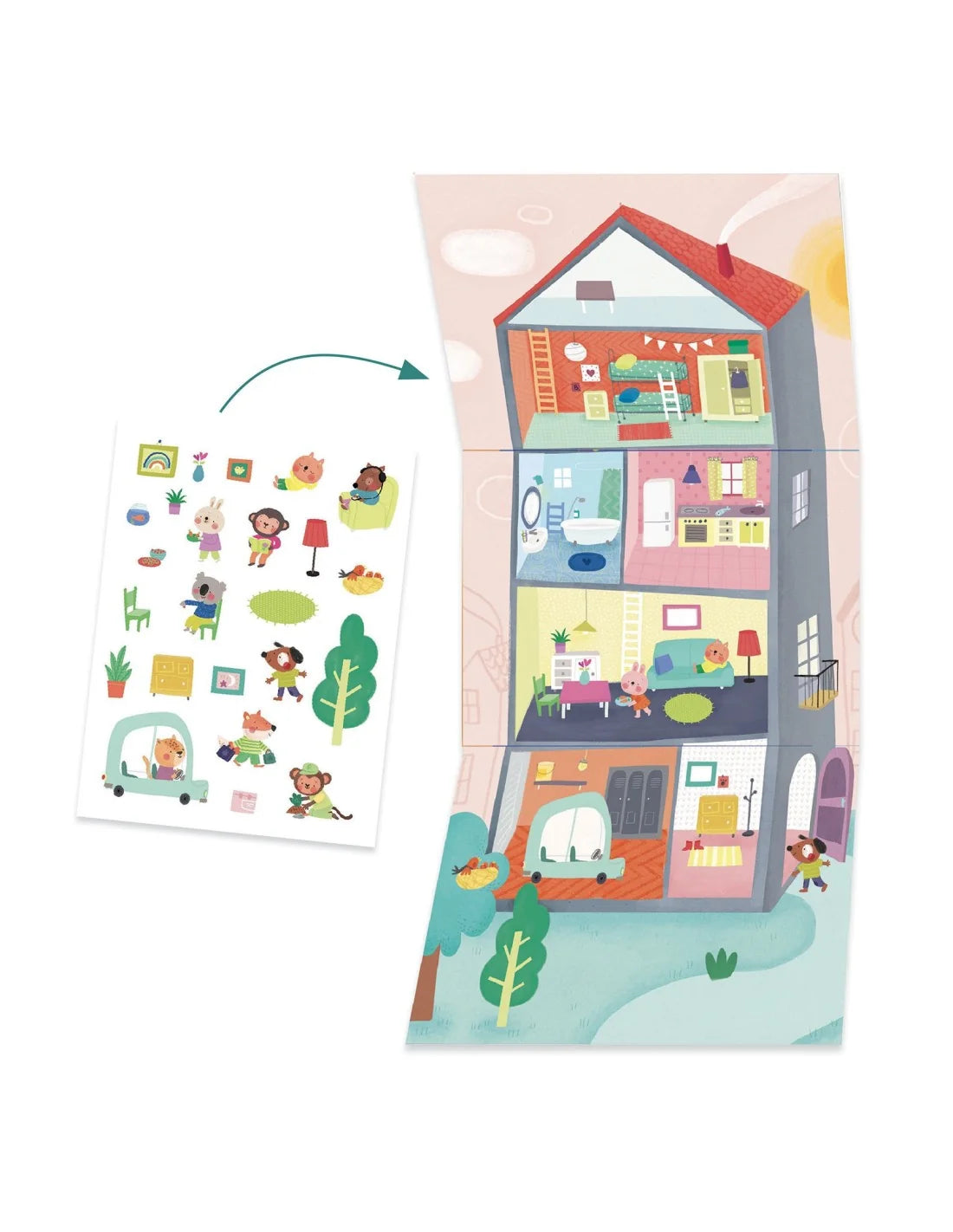 Djeco knutseldoos dieren en hun woning 3+