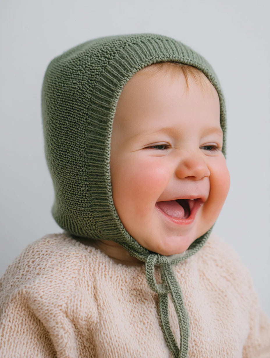 Lille Barn strikmuts Harper merinowol zacht groen 62/68