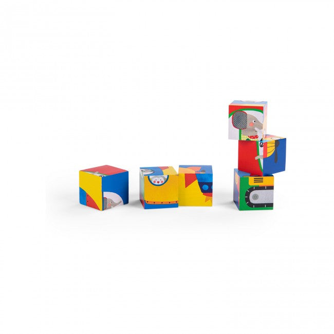 Moulin Roty Puzzel met 6 blokjes Les Popipop +18m