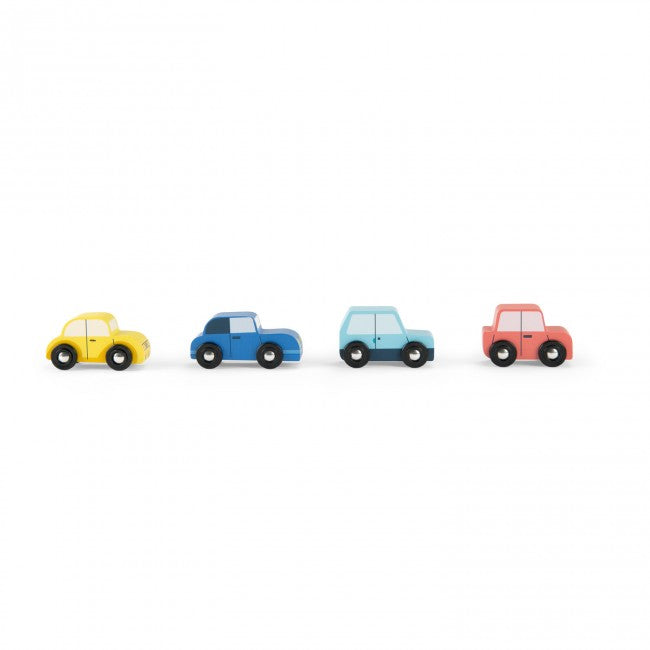 Moulin Roty Set van 4 houten auto's Avenue du Moulin