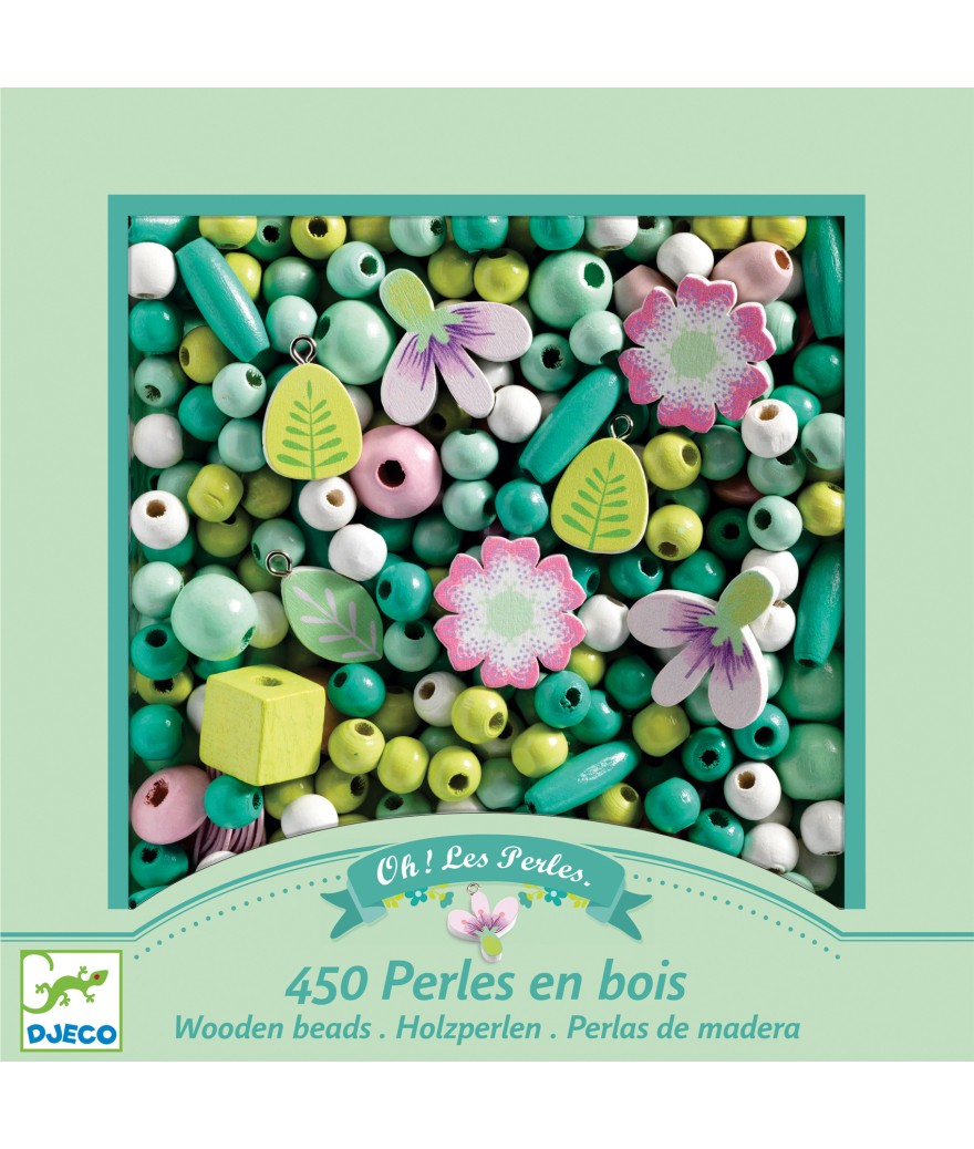 Djeco Wooden beads Flowers and foliage 5+