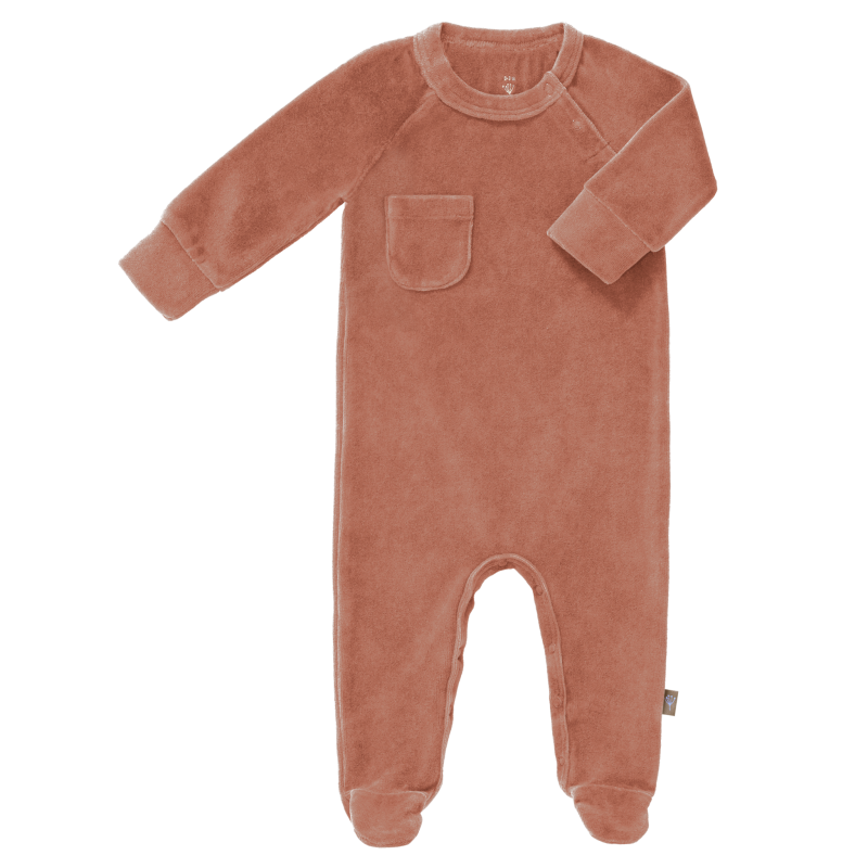 Fresk Pyjama velours with feet Ash rose size: 3-6 m