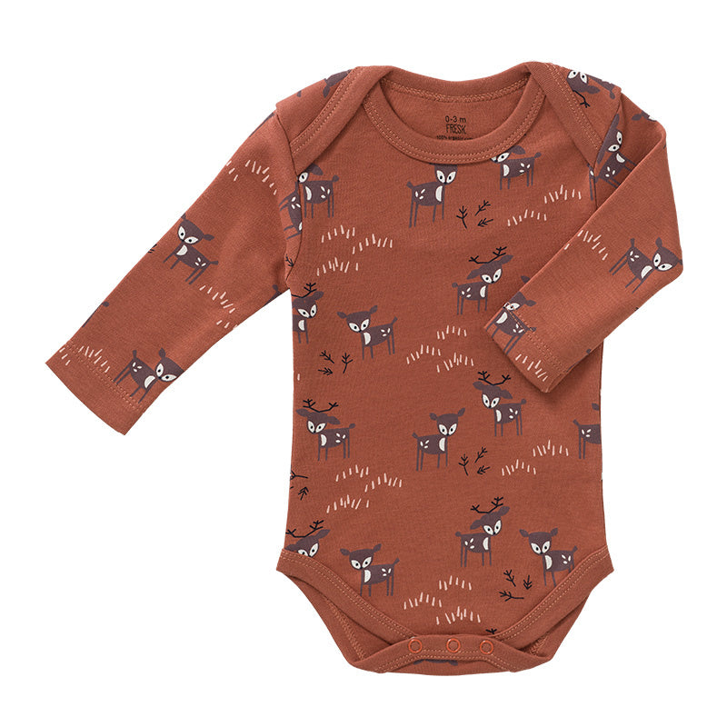 Fresk Romper lange mouw Deer Amber brown 0-3 m