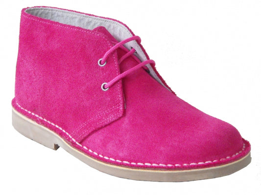 safariboot suede fucsia met borg voering