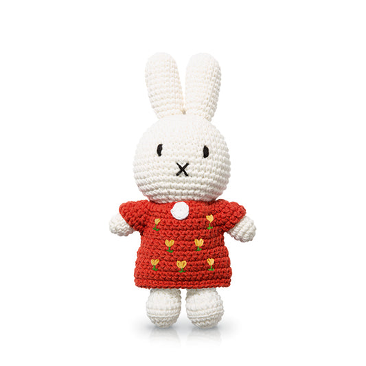 Justdutch nijntje handgemaakt bloemenjurk rood tulp